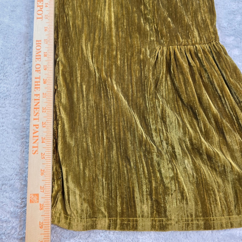 Natural Life Crushed Velvet Tiered Wide Leg Pants Chartreuse Gold Small Womens - Picture 9 of 10
